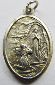 Our Lady of Lourdes Silver Holy Medal St. Bernadette Mary Maria Miracles BVM 1in - Picture 1 of 2