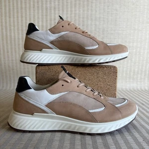 Ecco St.1 Schuhe Herren Größe 9 Hellbraun Weiß Leder Wildleder Turnschuhe Komfort 836234 - Bild 1 von 21
