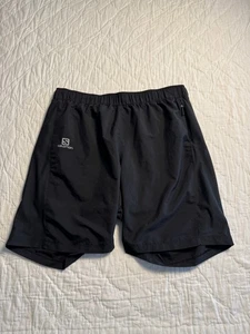 Salomon Herren Laufshorts schwarz Alpha Twinskin Reißverschlusstasche Logo Größe XL - Bild 1 von 13