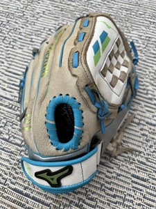Mizuno Finch Fastpitch Softball Glove 11.5 Inch Left Hand Throw Youth Blue White - Picture 1 of 15