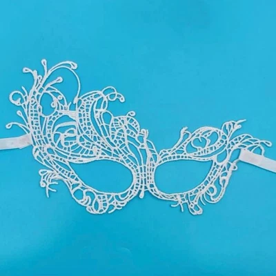 Whimsical White Lace Masquerade Mask: Unleash Your Inner Mystery! NEW - Image 1 of 3