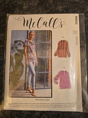 McCalls M8042 Misses Tops Sewing Pattern XSmall Small Medium uncut - Image 1 of 2