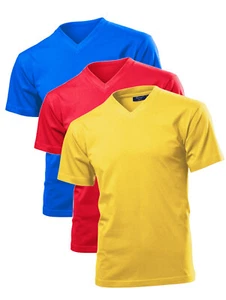Hanes 5164 Mens Cotton Summer Weight Short Sleeve Vee V-Neck Tee T-Shirt Tshirt - Picture 1 of 7