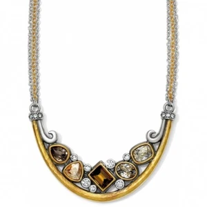 NWT Brighton LIONESS Lion's Eye LONG Necklace Gold Silver Topaz Crystal MSRP$118 - Picture 1 of 4