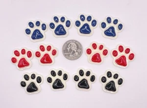 12 pcs x 1 1/8" Resin Puppy DOG PAW Print Flatback Cabochons/Doggy/Cute SB571 - Picture 1 of 4