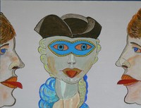 Colette American Aztec Woman Many Faces Original Watercolor Painting Ebay