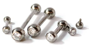 1pc Implant Grade Titanium Internally Threaded Barbell Tongue Tragus Nipple Ring - Picture 1 of 5