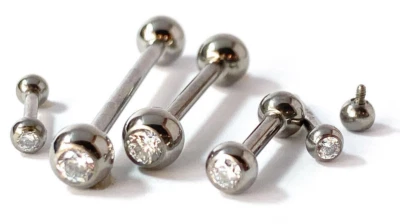 1pc Implant Grade Titanium Internally Threaded Barbell Tongue Tragus Nipple Ring - Image 1 of 4