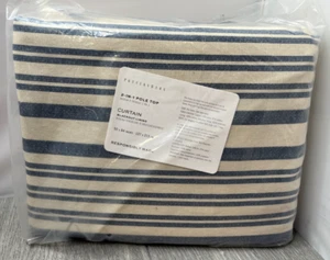 Pottery Barn 2-in-1 Stange Top Antik Gestreift Verdunkelungsfutter Vorhang, Blau 50x84 - Bild 1 von 7