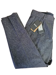 Pantalone BOSS Perin casual plissettato davanti in cotone elasticizzato vestibilità rilassata taglia 48 - 32R - Foto 1 di 8