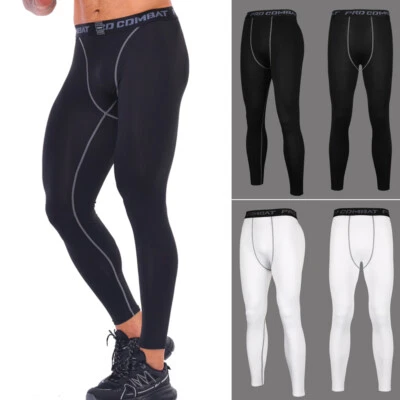 Men's Compression Tight Pants Leggings Base Layer Bottoms Running Workout Sports - Image 1 of 4