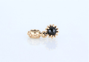 Discontinued Pandora ALE 14K Yellow Gold Shining Star Black Spinel Dangle Charm