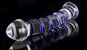 Juguete sexual Lucy's, forma de pene vidrio azul punto G anal plug masajeador consolador vaginal - Imagen 1 de 4