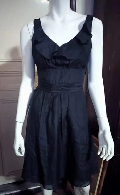 Vestido Casa Blanca Mercado Negro Mezcla Seda Línea A Talla 2 XS Cuello Volantes  Foto 1 de 4
