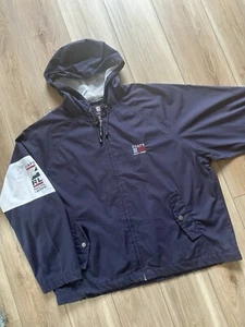 Vintage Ralph Lauren Chaps Hooded Windbreaker Men Size XL Jacket Blue - Picture 1 of 16
