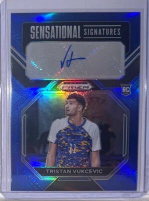 2023 Tristan Vukcevic Prizm Draft Picks Sensational Signs Auto Blue RC #D /125 - Image 1 of 3
