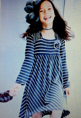 NUEVO CON ETIQUETAS 4/5 o 5/6 Luna Luna of Copenhagen Vestido Gris Rayas con Roseta Foto 1 de 3