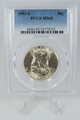 1953-S PCGS MS65 Franklin Half Dollar Business Strike 50C - Image 1 of 2