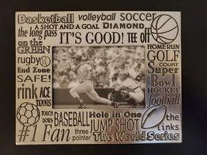 "Marcos de fotos de palabras deportivas de metal 3,5""X5"", palabras grabadas - Imagen 1 de 10