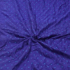 Vintage Blue 100% Pure Silk Handwoven Sari Remnant 4YD Craft Fabric Silk Scrap - Picture 1 of 4