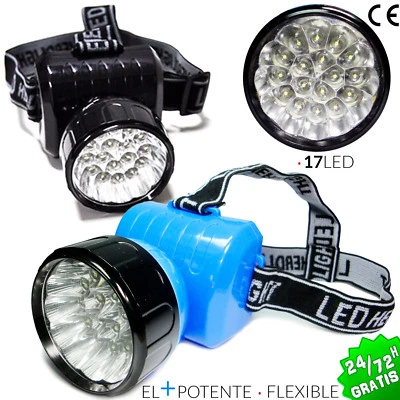 2x LINTERNAS DE CABEZA 17 LED FRONTAL IMPERMEABLE CAMPING CAZA HEADLAMP - Imagen 1 de 4
