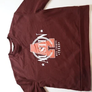 Austin Texas Sudadera Mujer Talla 6/8 Marrón Gráfico Cuello Redondo Suéter Clásico - Imagen 1 de 8