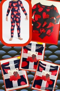 Kids 2 Piece  Family  Sleep Set Valentines Day Hearts Matching Pajama Navy NWT - Picture 1 of 10
