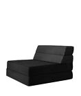 Black Single Z bed Foldable Sofa Bed Futon Foam Filled Chair Folding Mattress