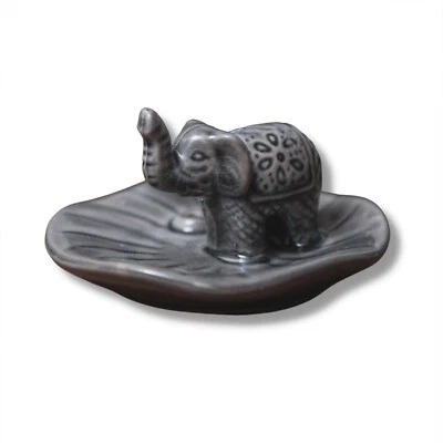 SENSE AROMA Grey Ceramic Elephant Stick Incense Holder Animal Ornament Home Decor Tablepiece