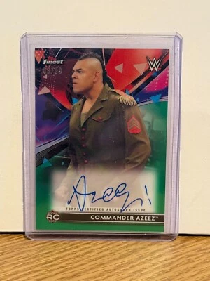 2021 Topps Finest WWE Green Refractor /99 Dabba-Kato Commander Azeez Rookie Auto - Image 1 of 2