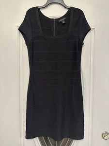 Vestido negro White House Black Market elástico ceñido al cuerpo cuello cuadrado mujer talla mediana - Imagen 1 de 6