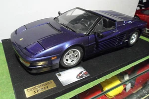 FERRARI TESTAROSSA SPIDER cabriolet violet socle montée 1/8 POCHER voiture minia - Foto 1 di 4