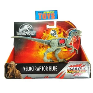Jurassic World Battle Damage VELOCIRAPTOR BLUE Dino Rival RARE dinosaur dino - Picture 1 of 4