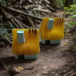 2 Häuser Hütte Mini Fee Garten Haus Miniatur Figuren Harz Deco DIY 1,8x1,3x2,2 - Bild 1 von 3