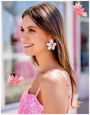 Pendientes de orquídea Lilly Pulitzer blancos de gran tamaño nuevos con etiquetas Foto 1 de 4