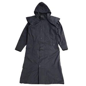 Cotton Traders Black Zip & Snap Stockman Raincoat Uk Men's Size Medium EE330 - Picture 1 of 7