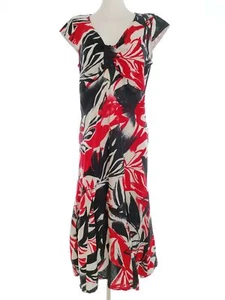 Libra Size 14 (42) Black Long Maxi Dress Linen 100% Short Sleeve - Picture 1 of 5