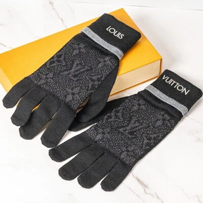 Guantes LOUIS VUITTON Gon My Monogram Eclipse M73470 Gris Negro Gants Auténticos [S] Foto 1 de 4
