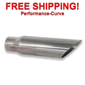 Stainless Steel Exhaust Tip Angle Cut 2.25" Inlet - 3" Outlet - 12" Long - Picture 1 of 2
