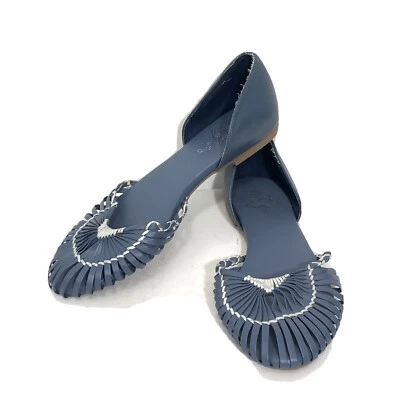 Zapatos planos Fergie Nickel 9.5M D'orsay azules plateados pop de cuero tejido Foto 1 de 4