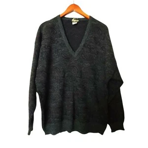 Vintage Cedrics Pullover Wollmischung XL Paisley grau grün Herren V-Ausschnitt - Bild 1 von 8