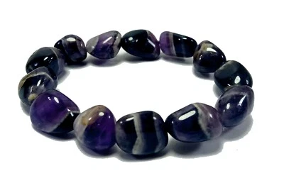 Chevron Amethys Stone small tumbled Bracelet Unshap Shape Hand Bracelet - Image 1 of 4