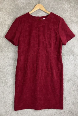 R & K Originals Dress Womens 16 Red Embroidered Floral Short Sleeve Zip- 7381 - Image 1 of 4