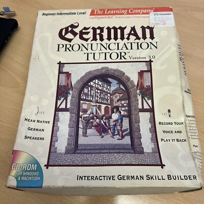 German Pronunciation Tutor Vesion 3.0 Vintage PC and Mac CD-ROM Big boxed - Image 1 of 4