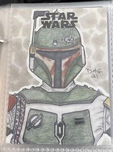 Boceto ACEO Original Art Bounty Hunter Star Wars Boba Fett 2021 1/1 - Imagen 1 de 2