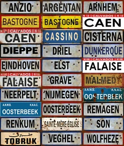 Multi Listing WW2 Schlachten Ortsnamen Retro Vintage Style Metall Plaketten Schilder - Bild 1 von 32
