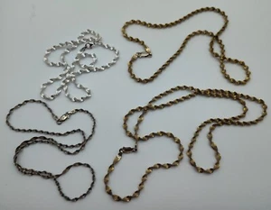4 Vintage Twisted Chain Link Sterling Silver Vermeil Necklace 925 Lot 26.5g - Picture 1 of 6