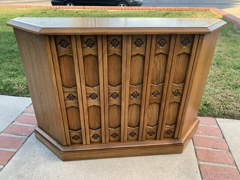 DREXEL Vintage Distressed Entry Hall Console Table Cabinet 60's Cover