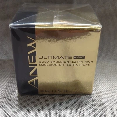 Emulsión Anew Ultimate Night Gold Extra Rich Avon 1,7 fl oz nueva sin abrir Foto 1 de 4
