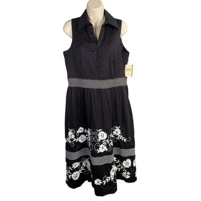 Vestido Coldwater Creek Para Mujer Talla 12 Floral Bordado Oscuro Cottage Boho Chic Foto 1 de 4